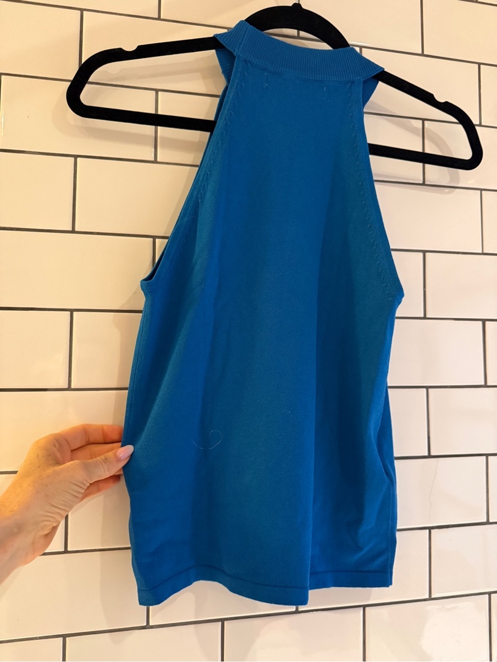 Mango Royal Blue High-Neck Ribbed Tank - Picture 7 of 7